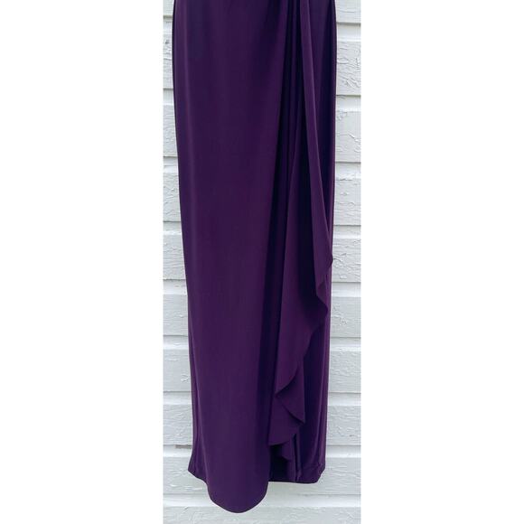 Chaps Dress Faux Wrap Long Maxi Stretchy Size 6 Purple Jersey Sleeveless - Picture 5 of 7